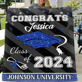 Couverture Félicitations personnalisées Classe de 2024 Glitter Hat Graduation